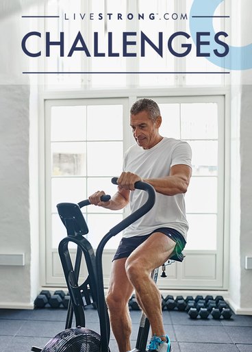 man on elliptical at home doing 30-day challenge