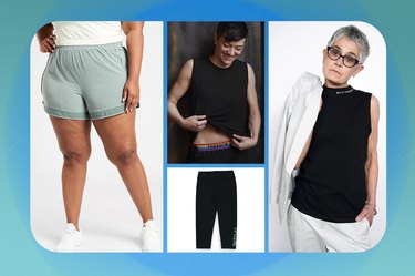 collage of the gender-neutral workout clothes