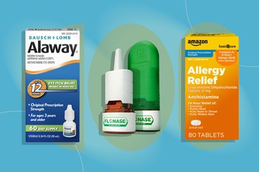 a collage of some of the best allergy medicines